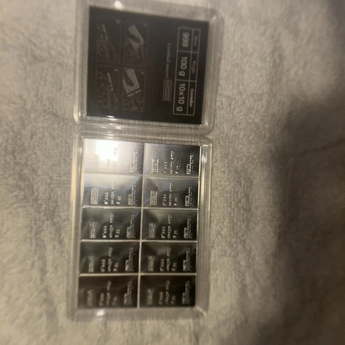 VALCAMBI SUISSE 10x10 GRAM 999 FINE SILVER COMBIBAR SEALED ASSAY