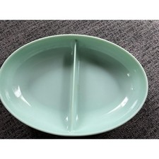 Mint Green Watertown Lifetime Ware Divided Oval Serving Dish 10