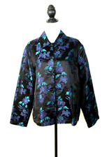 Glam Fairygoth CHICOs Jacquard Jacket Sz 1 M/8-10 Silk Blend Oriental Pattern 03