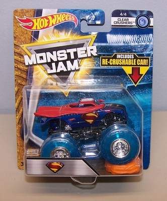Hot Wheels Monster Jam 1/64 Superman Includes Crushable car 4/4 Clear Crushers