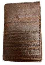 Mens Genuine Leather Trifold Wallet Rich Dark Brown New