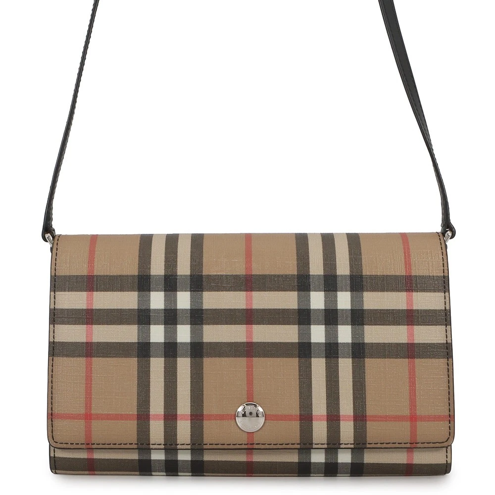 Burberry — BURBERRY Hannah Vintage Check Shoulder Wallet PVC/Leather Beige 80151351