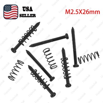 6x Pickup Adjust Height Screw + Straight Springs for P Bass Jazz Bass - Black