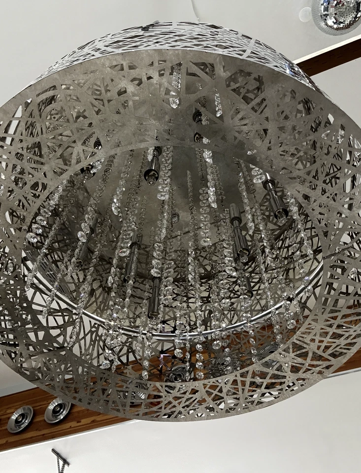 ET2 E21308-10/BUL Chrome Inca 23" Crystal Drum Pendant With Led Bulbs - Image 2 of 4