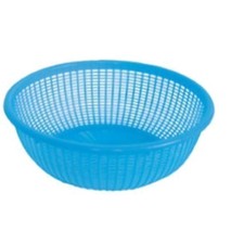 PLWB005 Wash Basket, 8" Dia., Perforated, Stackable, Plastic, Blue