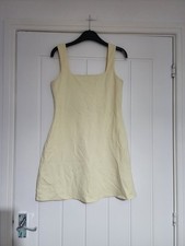 Ladies Pastel Yellow Viral Sleeveless Primark Size S Skater Styled Mini Dress