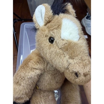 Vintage Build-A-Bear WorkshopTan Horse Plush 16 Inch Black Mane White Blaze 1997