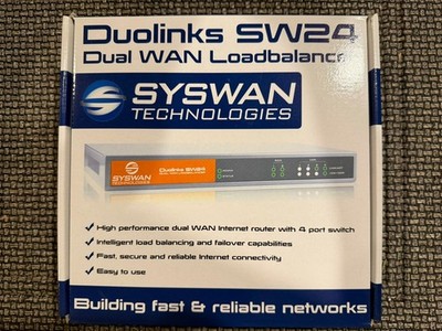 Syswan Duolinks SW24 Dual WAN Router Load Balancer   Box, CD, Manual, Cables