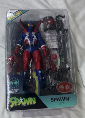 McFarlane Digital SPAWN 1977 Red Platinum Ed. 7  Action Fig. + Image Comic Book 