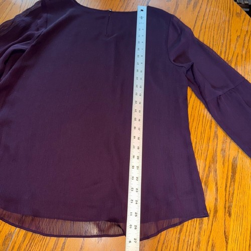 Apt 9 Semi-Sheer Plum Purple Blouse Bishop Sleeve Lined Flowy Top Womens Large - Picture 7 of 7