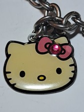 Vintage HELLO KITTY Stamped Sanrio Silver Tone Charm Toggle Bracelet 9" 2012