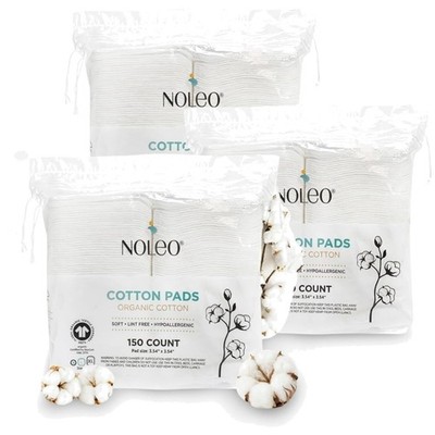 Organic Cotton Pads 450 Count Pack - Soft & Lint Free