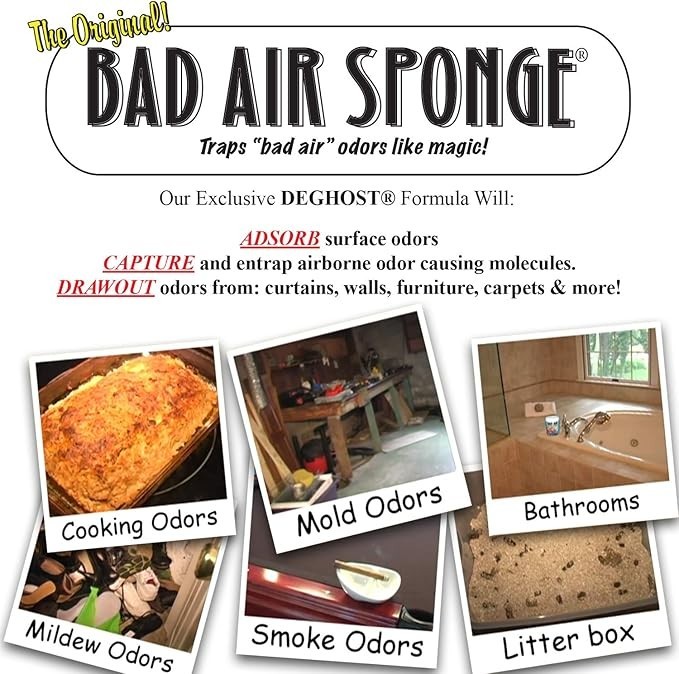 Bad Air Sponge Odor Neutralizer Absorbs and Eliminates Bad Smells 14 oz (2 Pack)