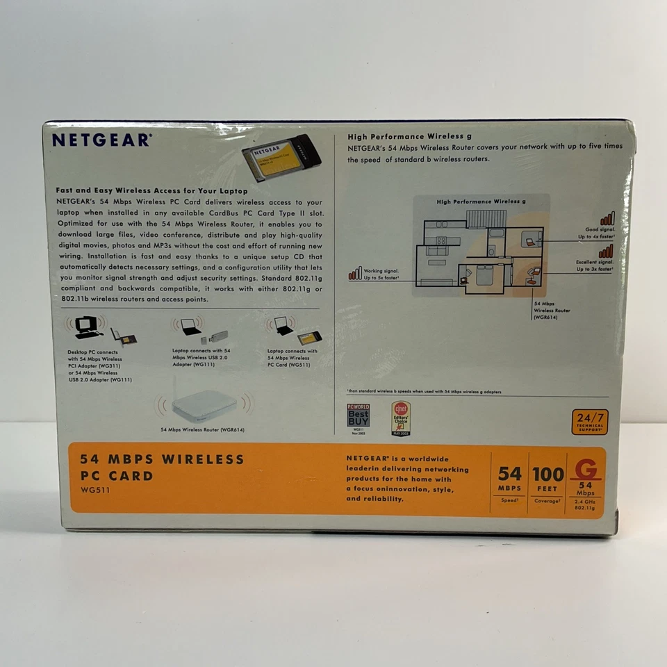 Netgear 54 Mbps Wireless PC Card WG511 V2 Factory Sealed NOS - Image 4 of 4