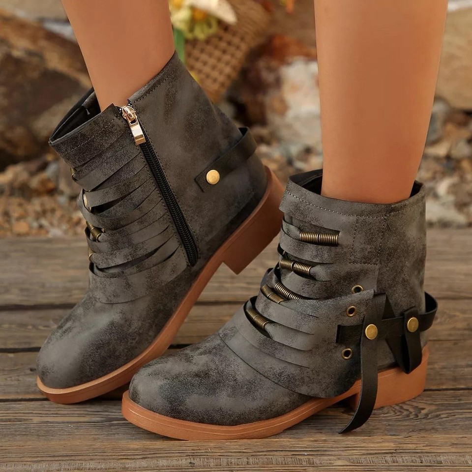 Strappy Buckle Ankle Boots | eBay