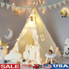 Kids Play Tent Teepee Indoor Outdoor Growth Aesthetics Tent W/ Accessories New