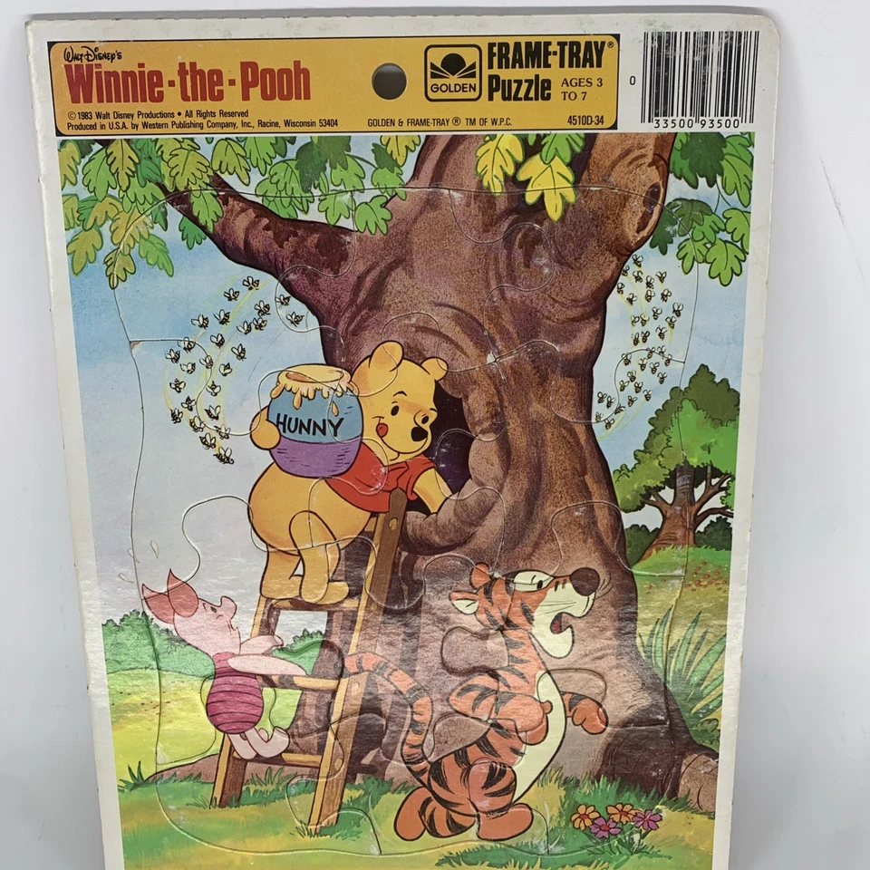 6 Vintage Golden / Whitman Frame Tray Puzzle Pooh Mickey Spring Lambs Cows - Image 3 of 4