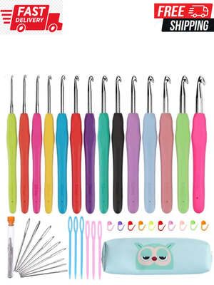 #ad Crochet Hooks Set Clover Amour Steel Pastel 14 Pcs Ergonomic Easy Grip Bright $19.99