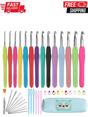 BRANDED Crochet Hooks Set Clover Amour Steel Pastel 14 Pcs Ergonomic Easy Grip Bright