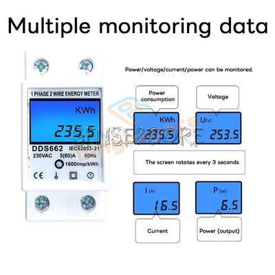 Multifunctional Digital Power Energy Electricity Meter Monitor Single-phase 110V