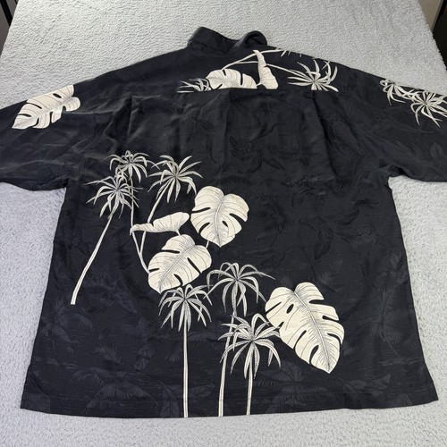 Tommy Bahama Camp Shirt Mens XL Black 100% Silk Relax Tropical Hawaiian Button - Picture 3 of 9