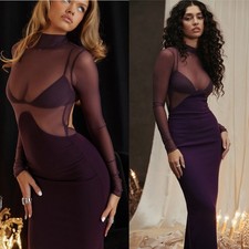 HOUSE OF CB XS D-DD  'Safiya' Black Grape Maxi Dress NWOT