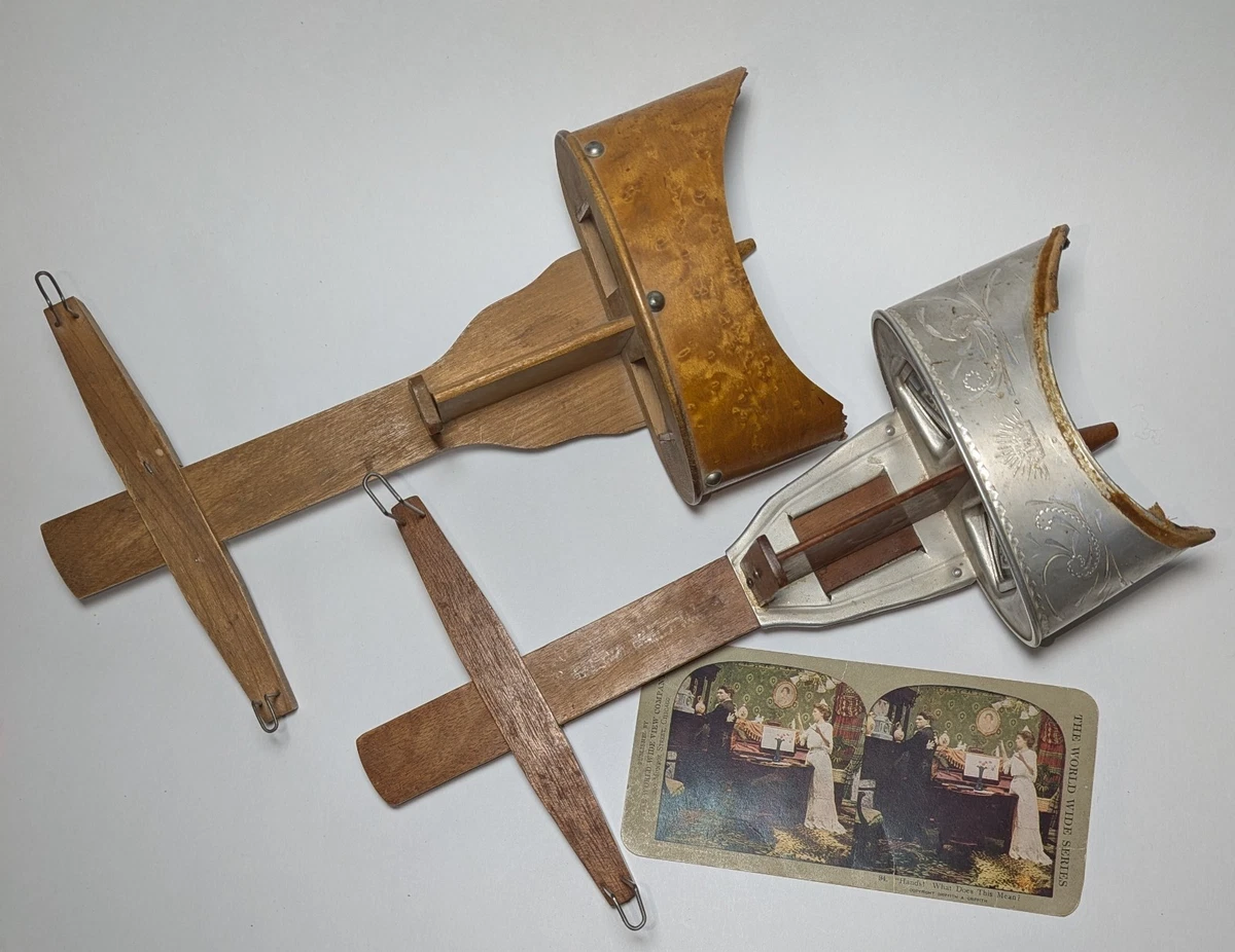 Underwood Stereoscope circa 1901 marked 'MAN'F'D BY UNDERWOOD & UNDERWOOD NEW YORK PATENTED JUNE 11, 1901 FOREIGN PATENTS APPLIED FOR.' and 'PAT'D JUNE 14TH 1881' together with a box of 90 assorted