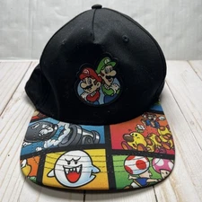 SUPER MARIO LUIGI Boys/Youth Flat Bill Baseball Cap Snapback Gamer Hat Ages 4-12