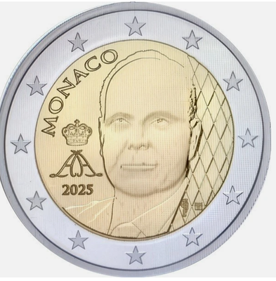 #ad #ad Monaco coin 2€ euro 2025 Prince Albert II New Design coat arms monogram GBP 11.99
