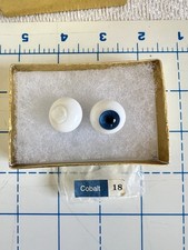 18mm Cobalt Blue Full Round Glass Doll Eyes Pike Back Pair Dollmaking