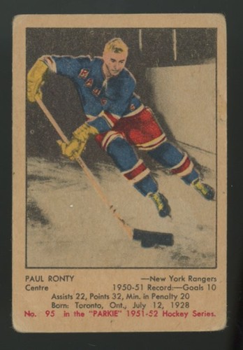 Paul Ronty #95 1951 Parkhurst card