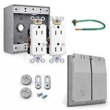 Weatherproof Outdoor Electrical Box 1 2-Gang Die-Cast Aluminum Outlet...