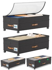 Under Bed Storage with Wheels, 2-Pack 72L XXXL Scalable Under Bed Storage Con...