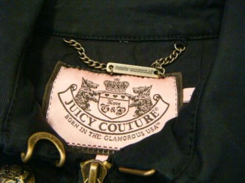 Juicy Couture Damen-Blazerjacke schwarz skylar Militär goldfarben mit Knopf Köper - Bild 8 von 8
