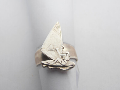 Windsurfing: 925 Silver Ring - Windsurfer - Wind - Surf - Surfer - Board
