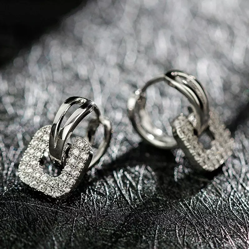 1.90 Ct Round Simulated Diamond Square Drop Dangle Earrings 925