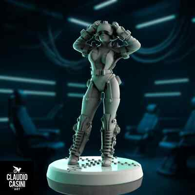 Female Cyberpunk Hacker Mini | Sci-fi VR Pilot or Navigator | By  Claudio Casini