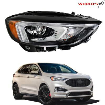 Right Side Headlight For 2019-2021 Ford Edge Full LED w/ DRL Black Housing Lamp