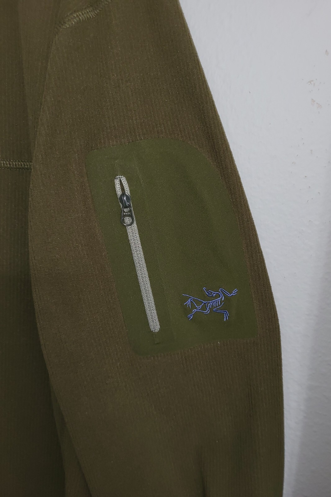 Arc'teryx Maglione Uomo 1 3 Zip Maglione a Costine Giacca Logo Oliva Taglia L G