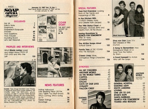 SEIFENOPERA DIGEST Magazin 13. Januar 1987 Best & Worst of 1986 Gloria Loring - Bild 2 von 5