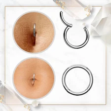 16G 14G Belly Button Ring Hinged Clicker Hoop Segment Rings
