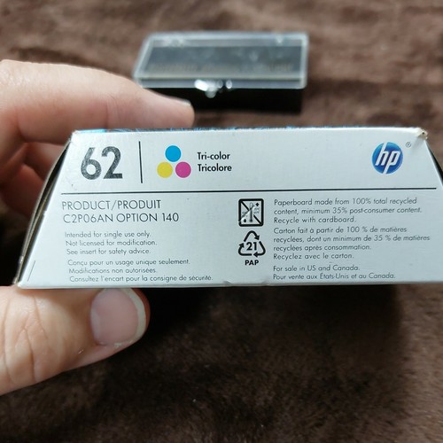 HP 62 tri color ink cartridge genuine NEW Printer Free-Ship - Picture 6 of 6