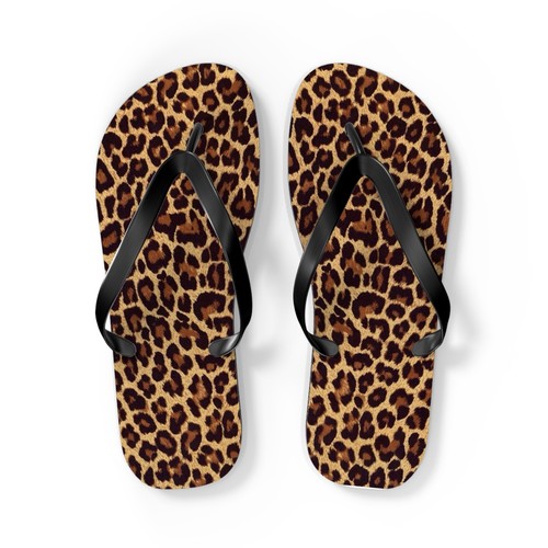 Leopard Print Flip Flops, Summer Footwear, Beach Sandals, Vacation Essentials, - Picture 2 of 5