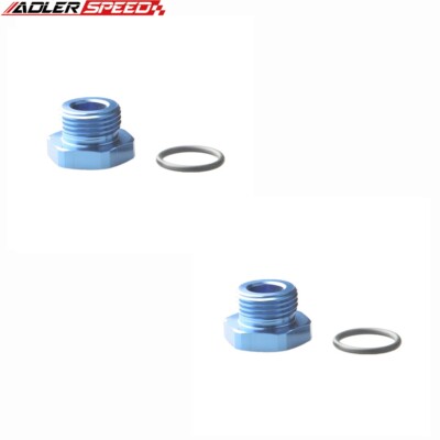 2PCS -10AN AN10 Flare Plug Aluminum Fuel Fitting Adapter w/ O Ring Seal Blue US