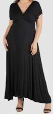 24seven Comfort Apparel Black Empire Waist V-neck Maxi Dress Plus Size 2X
