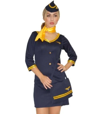 MAYLYNN Kostüm Stewardess Flugbegleiterin Faschingskostüm mit Tasche Gr. 36 38 40 42