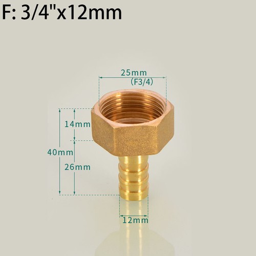 Brass Pipe Fitting BSP Male/Female Thread Barb Hose Tail End Connector 6mm~50mm - Picture 22 of 49