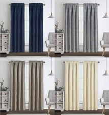 Kate Aurora 2 Pack Chenille Rod Pocket Window Curtains - Assorted Sizes & Colors
