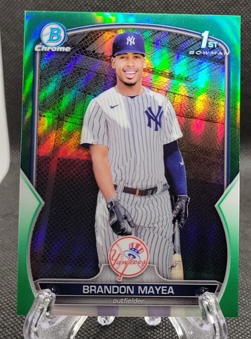Brandon Mayea 2023 Bowman Chrome 1st Green Refractor Prospect 16/99 NY Yankees