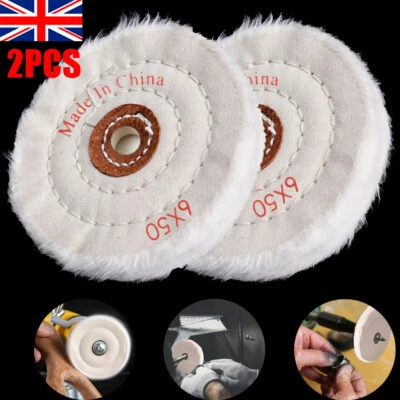 2Pcs 6" Cotton Buffing Wheel For Bench Grinder Bench Buffer Polishing Jewelry UK
